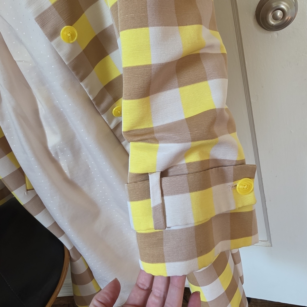 Maeve by Anthropologie Gingham Swing Jacket in a Yellow Size xs - Picture 9 of 15